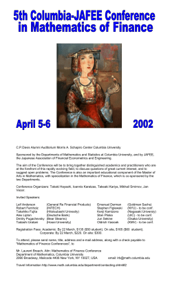 5th Columbia-JAFEE Conference on the Mathematics of Finance