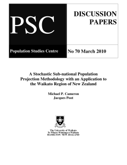 A Stochastic Sub-national Population Projection Methodology with an Application to the Waikato Region of New Zealand