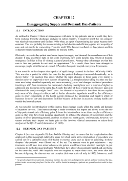 Chapter 12 - Disaggregating Supply and Demand: Day-Patients