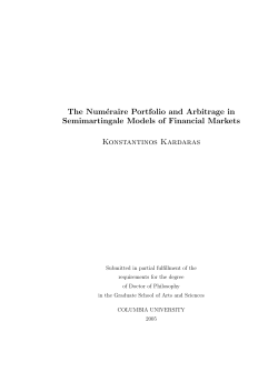 The Numeraire Portfolio and Arbitrage in Semimartingale Models of Financial Markets.