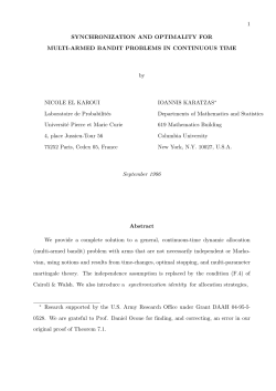 Synchronization and optimality for multi-armed bandit problems in continuous time