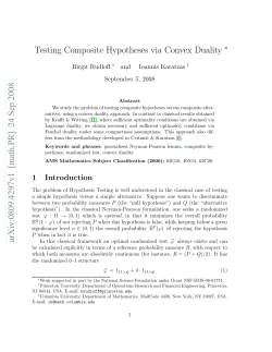 Testing composite hypotheses via convex duality