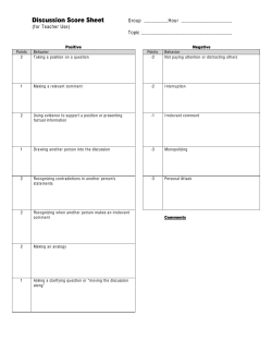 Teacher score sheet