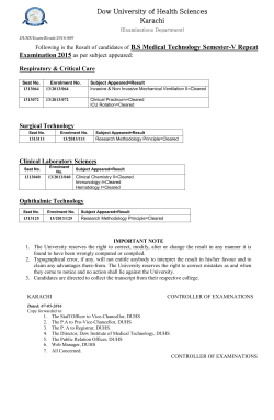 {Examinations Department} Result B.S Medical Technology Semester-V Repeat Examination 2015.