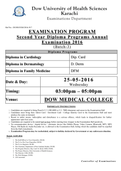 {Examinations Department} EXAMINATION PROGRAM Second Year Diploma Programs Annual Examination 2016 (Batch-3) .