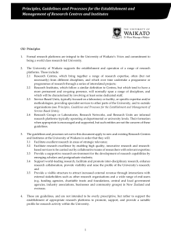 Principles, Guidelines and Processes for the Establishment and Management of Research Centres and Institutes