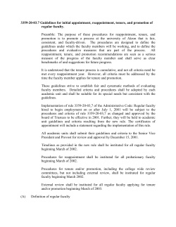 Initial Appointment, Reappointment, Tenure, and Promotion Policy