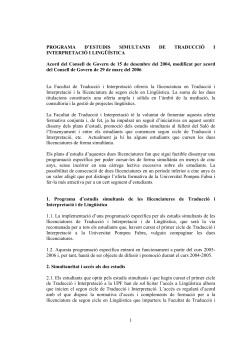 Programa d'estudis simultanis de Traducci i Interpretaci i Ling stica