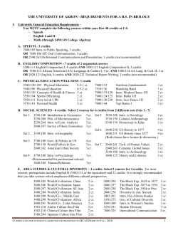 Curriculum Guide for students who entered BCAS prior to Fall 2010 *