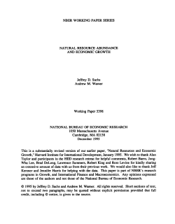 Sachs, J. and Warner, A. (1995), "Natural Resource Abundance and Economic Growth", NBER Working Paper Series , No 5398.
