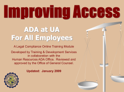 Improving Access: ADA at UA for All Employees Training Module