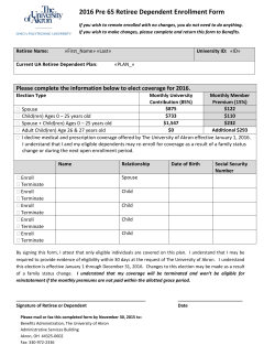 Pre-65 Open Enrollment Form and Rates