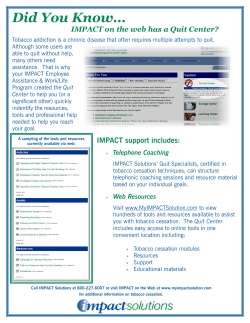 IMPACT on the Web's Quit Center for tobacco addition