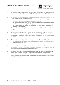 Guidelines for the Use of the Title 'Doctor'