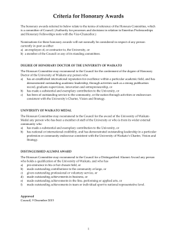 Criteria for Honorary Awards