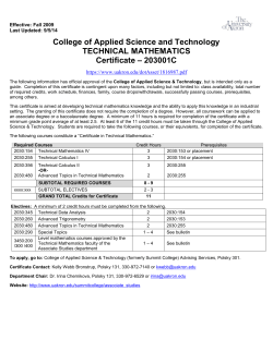 Technical Math Certificate (11 credits)
