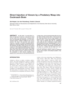 A previous paper by Libersat and his team on the venomous sting