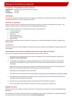 Research Excellence Awards Purposes, Processes and Crieria