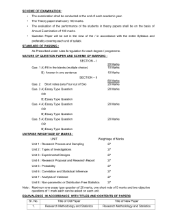 M. A. - I (Psychology)