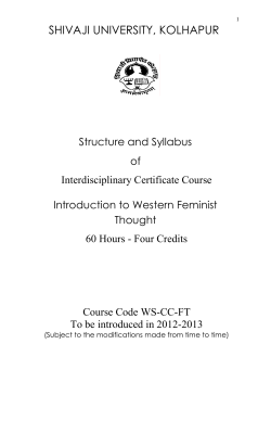 Cert. Course Introduction to Western Feminist Thought