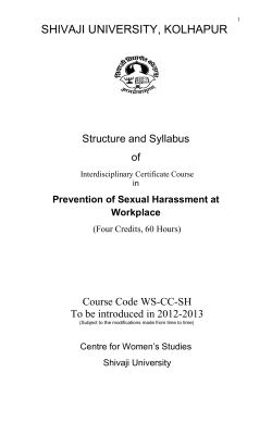 Cert. Course in Prevention of Sexual Harassment at Workplace