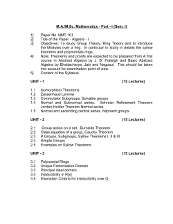 M.A./M.Sc. -Mathematics -I