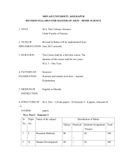 M.A. Home Science Sem. - I II