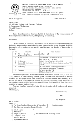 Letter regarding revised syllabi from June 2013