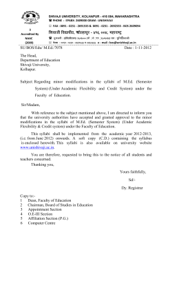 M.Ed. Part - I II Credit System