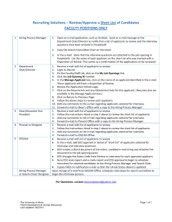 Review/Approve Short List of Candidates (Faculty Positions only)