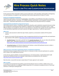 Select a Job Title and Classification Specification