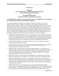 Attachment G: Mitigation, Project Design Features and Best Management Practices For the Echanis Wind Energy Project