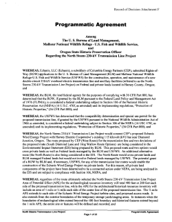 Attachment F: Programmatic Agreement