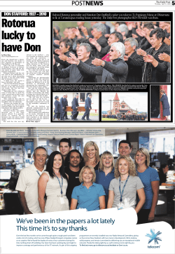 Don Stafford:1927-2010, "Rotorua lucky to have Don"