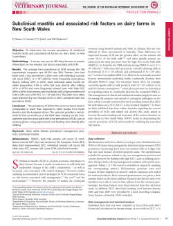 Sublinical mastitis and associated risk factors on dairy farms in New South Wales