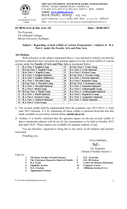 Letter regarding revised syllabi from June 2013