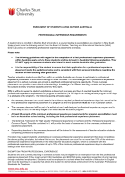 professional experience placements overseas