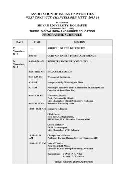 Programme Schedule of Vice-Chancellor's Meet 2015-16