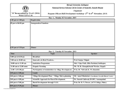 Skill Development Workshop for NSS Programme Officers - 02 to 06 November, 2015