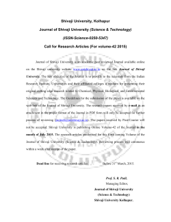 Call for Research Article in Journal of Shivaji University (Science and Technology)