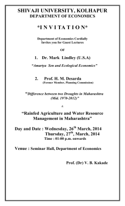 Guest Lectures on Amartya Sen and Ecological Economics & Difference between two Droughts in Maharashtra (Mid. 1970-2012) 26th & 27th March, 2014