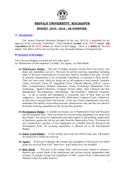 BUDGET EVALUATION 2015-2016