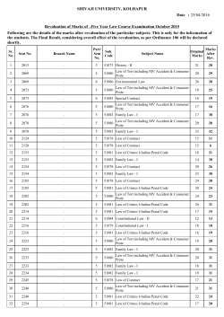 Revaluation of Marks of .Five Year Law Course Examination Oct 2015 Lot No.4