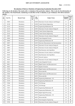 Revaluation of Marks of B.E. Examination Dec,2015 Lot No.1