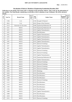 Revaluation of Marks of B.E. Examination Dec.2015 Lot No.6