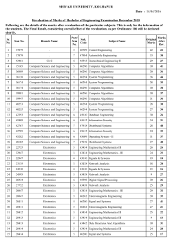 Revaluation of Marks of B.E. Examination Dec.2015 Lot No.9