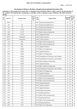 Revaluation of Marks of B.E. Examination Dec.2015 Lot No.10