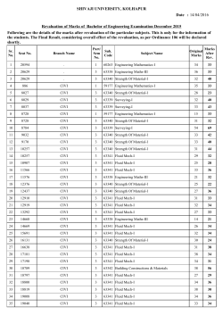 Revaluation of Marks of B.E. Examination Dec.2015 Lot No.11