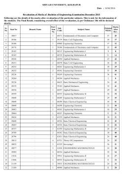 Revaluation of Marks of B.E. Examination Dec 2015 Lot No.13