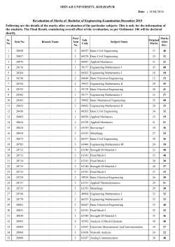 Revaluation of Marks of B.E. Examination Dec 2015 Lot No.14